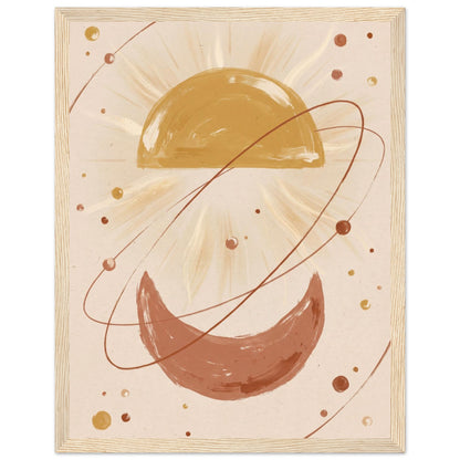 Golden Arc Celestial Boho Wall Art - 27x35 cm / 11x14″ / Museum-Quality Matte Paper Wooden Framed Poster - Wood frame - Sparkycare