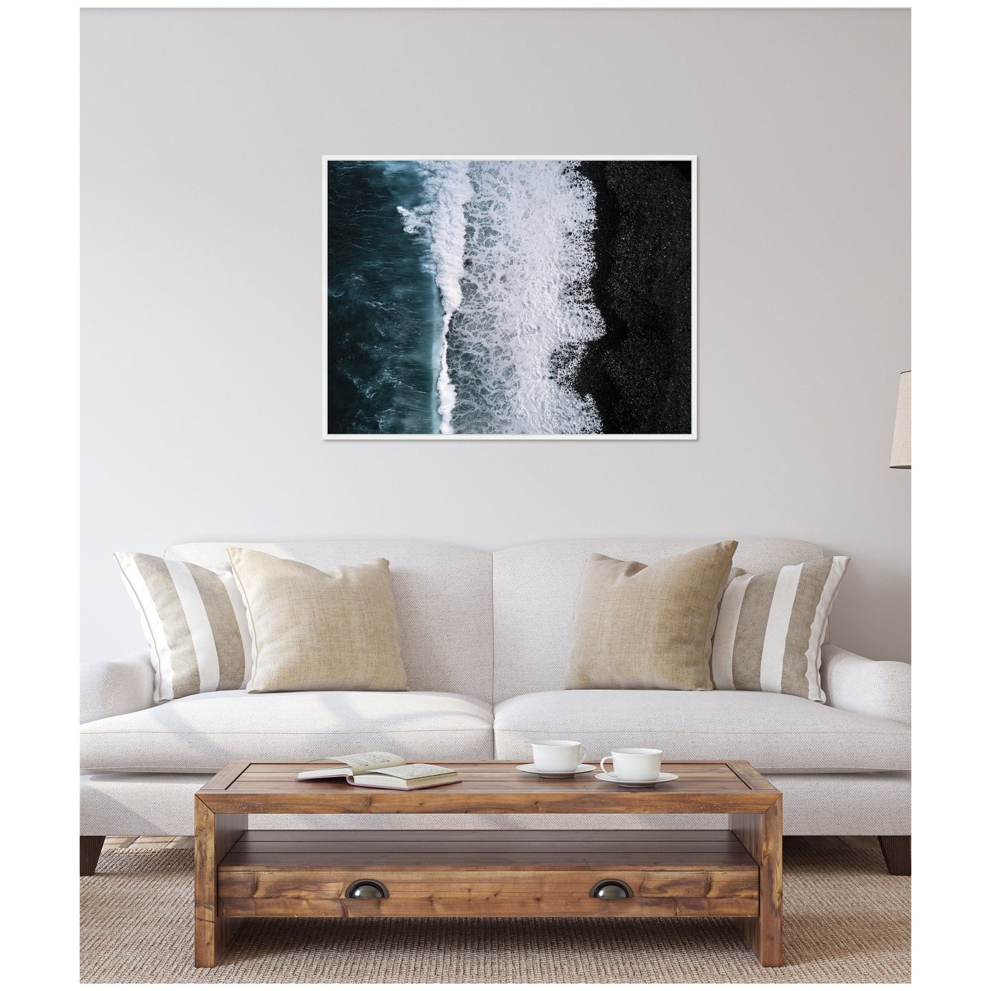 Ocean Waves Black Beach Iceland Framed Canvas