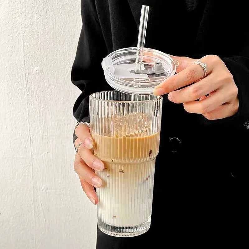 Glass Cup with Lid and Straw: Sip in Style Instantly