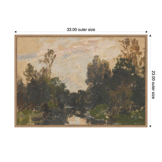 Wooded River Landscape Framed Canvas Wall Art