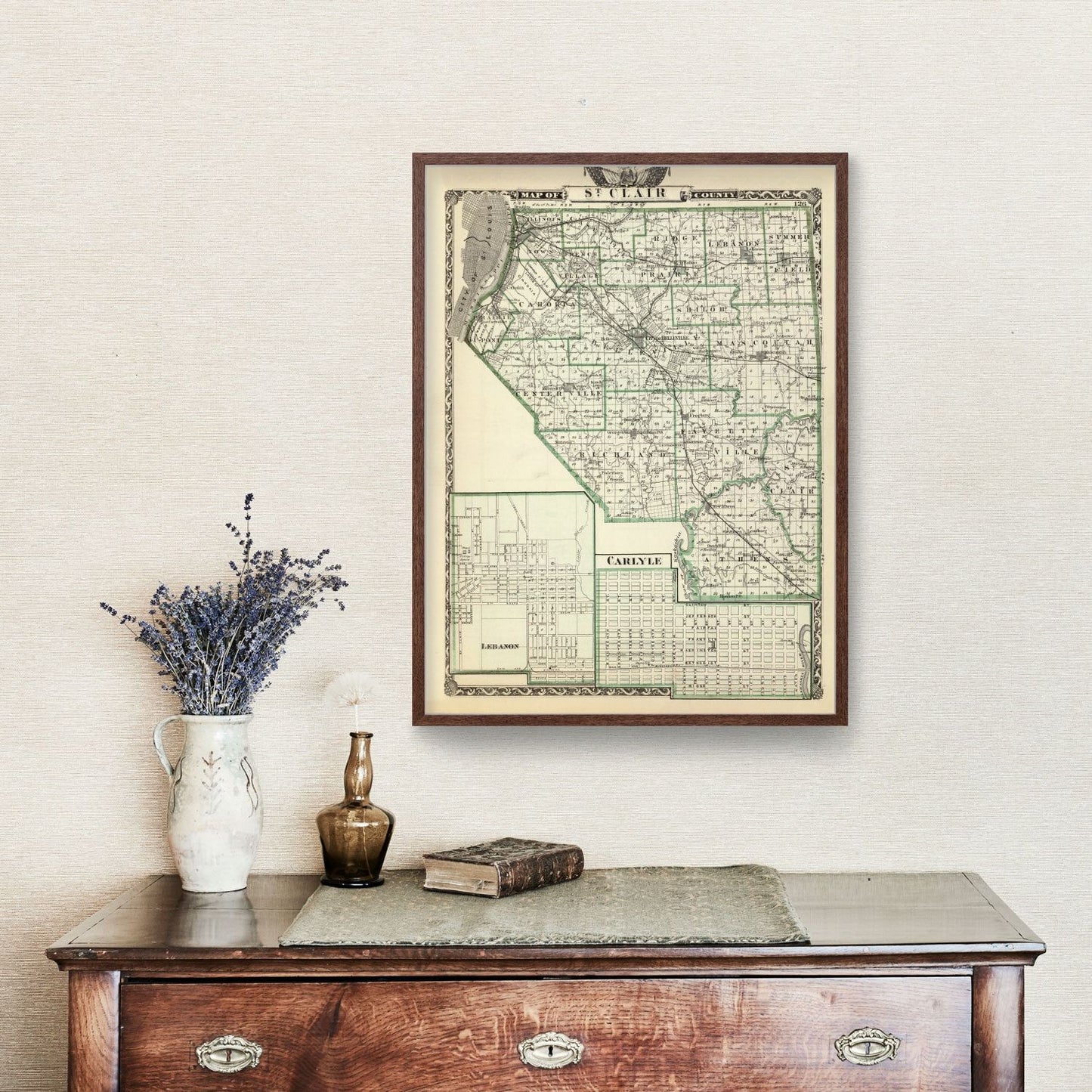 Vintage Map of St. Clair County, Illinois, 1876