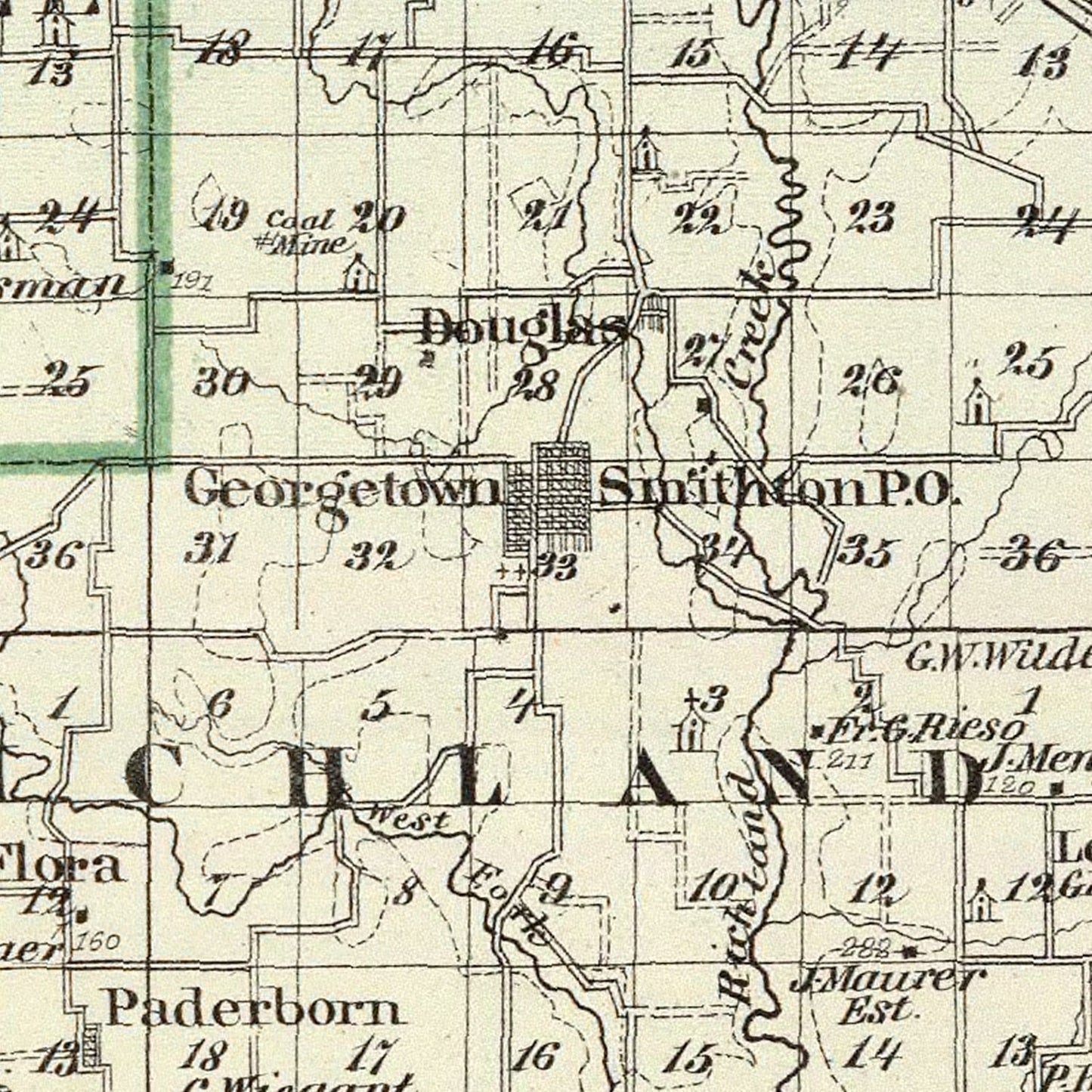 Vintage Map of St. Clair County, Illinois, 1876
