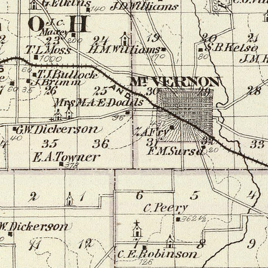 Vintage Map of Jefferson County, Illinois, 1876