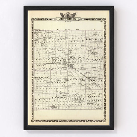 Vintage map of Jefferson County, Illinois, 1876