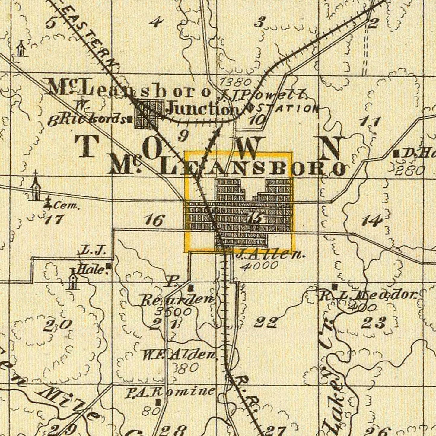 Vintage Map of Hamilton County, Illinois, 1876