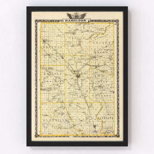 Vintage map of Hamilton County, Illinois, 1876