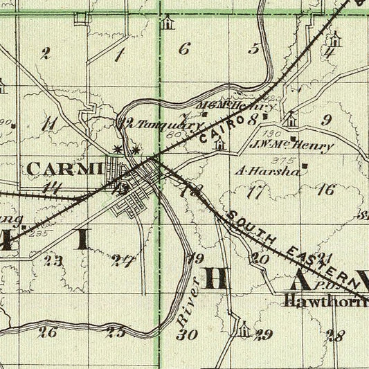 Vintage Map of White County, Illinois 1876