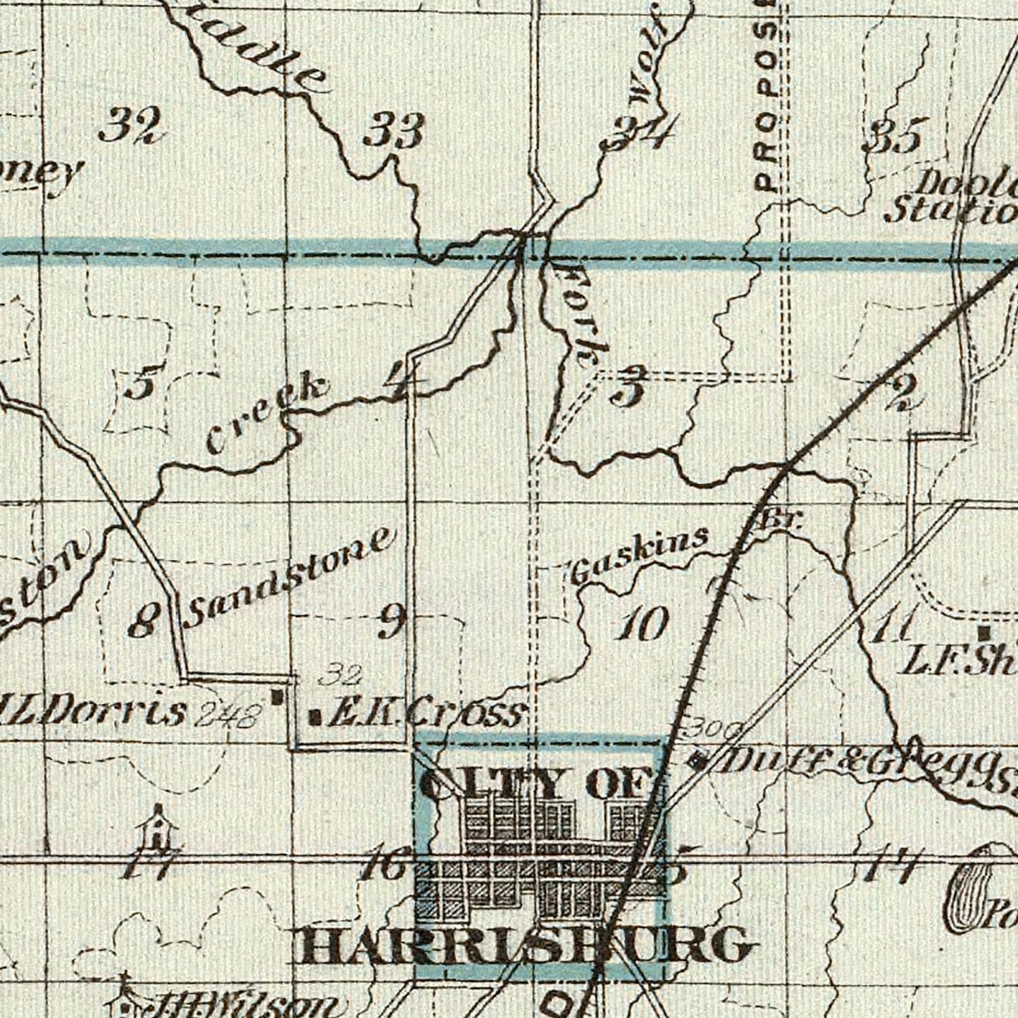 Vintage Map of Saline County, Illinois, 1876