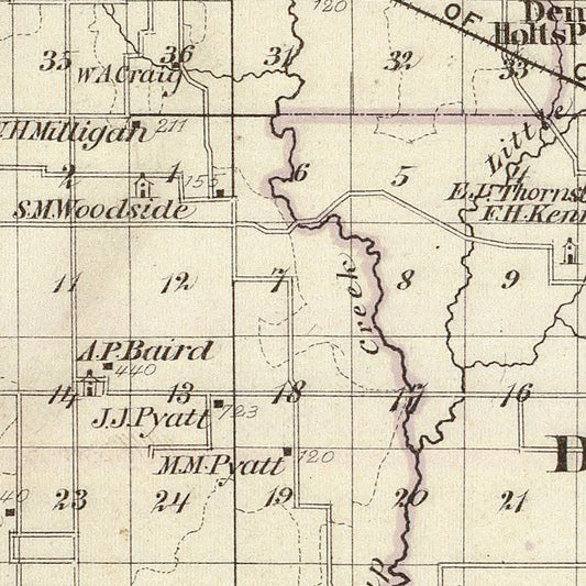 Vintage Map of Perry County, Illinois, 1876