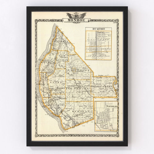 Vintage map of Monroe County, Illinois, 1876