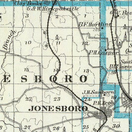 Vintage Map of Union County, Illinois, 1876