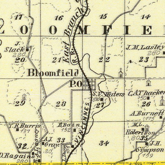 Vintage Map of Johnson County, Illinois, 1876