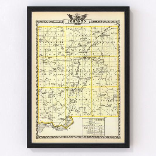 Vintage map of Johnson County, Illinois, 1876