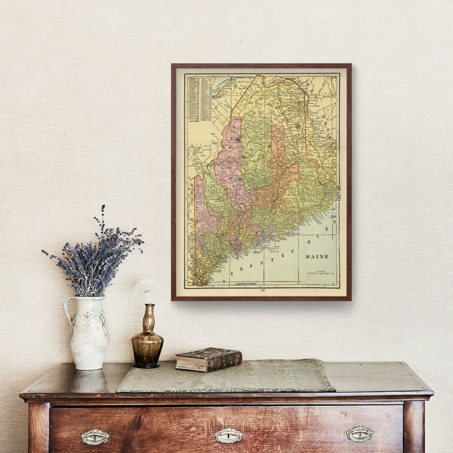 Vintage Map of Maine, 1909