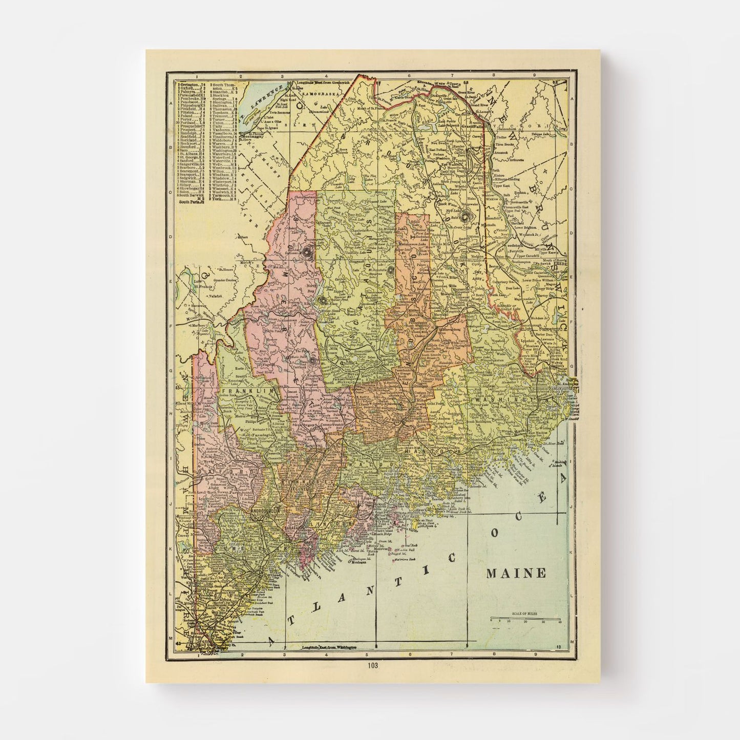Vintage Map of Maine, 1909