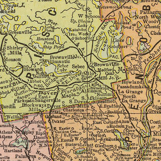 Vintage Map of Maine, 1909
