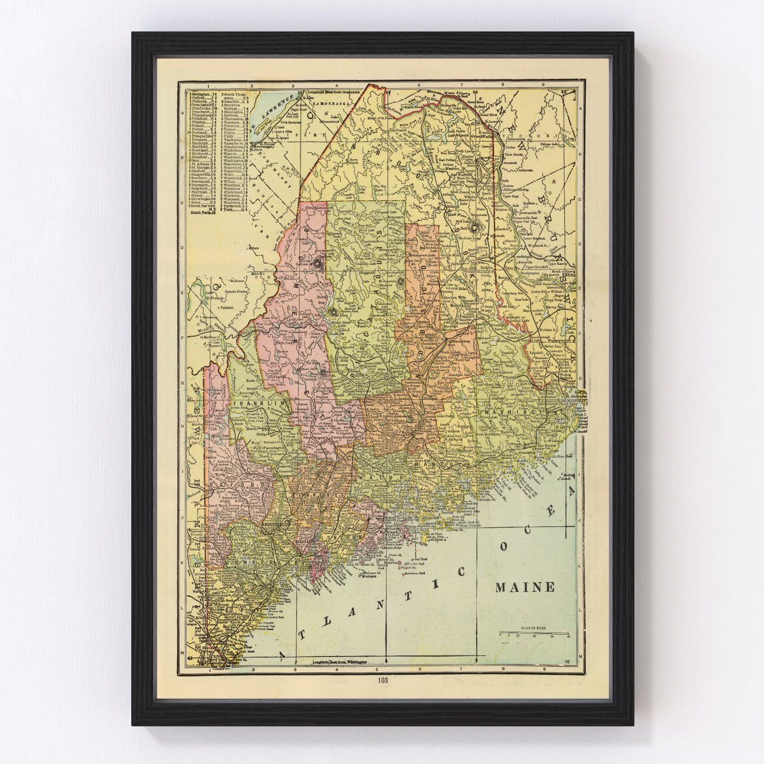Vintage map of Maine, 1909