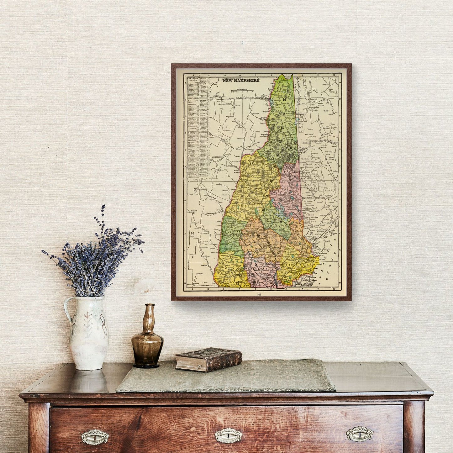 Vintage Map of New Hampshire, 1909
