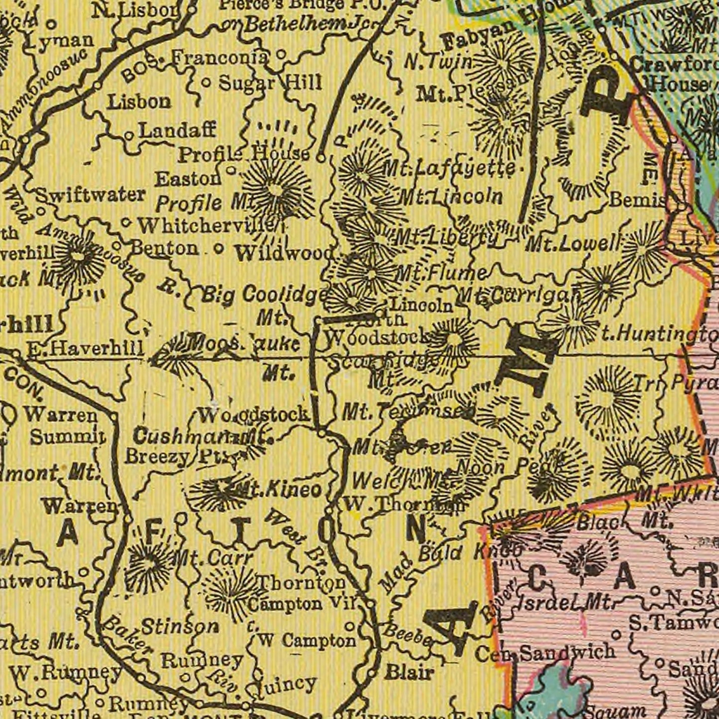 Vintage Map of New Hampshire, 1909