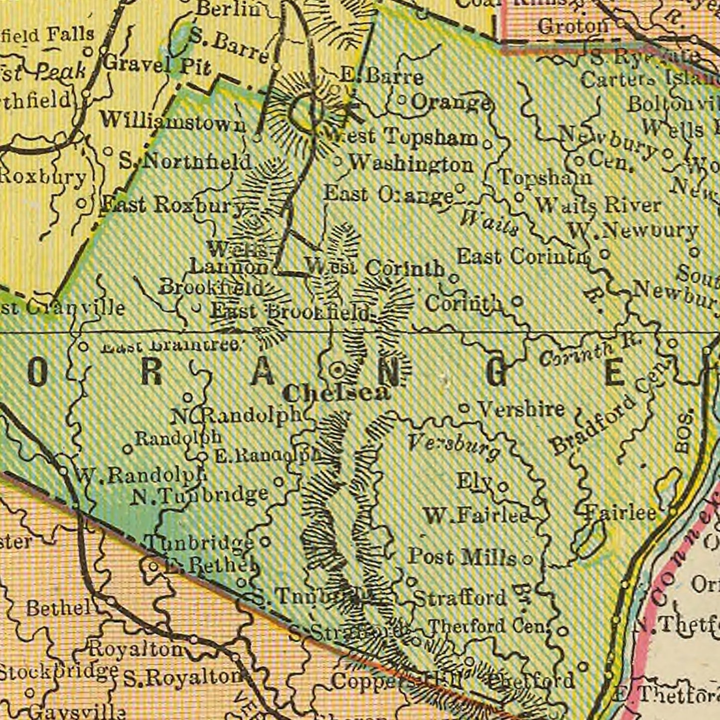 Vintage Map of Vermont, 1909