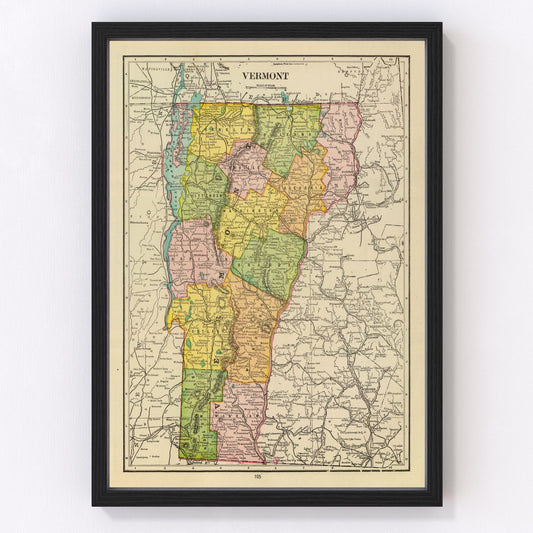 Vintage map of Vermont, 1909