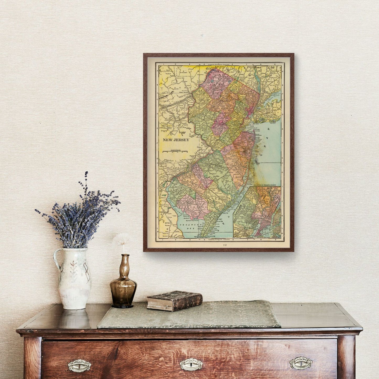 Vintage Map of New Jersey, 1909