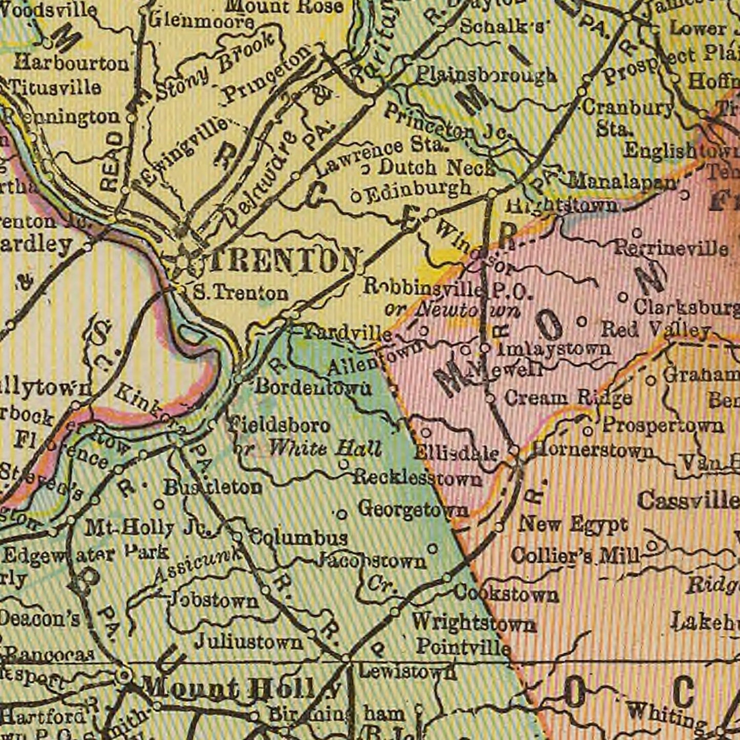 Vintage Map of New Jersey, 1909