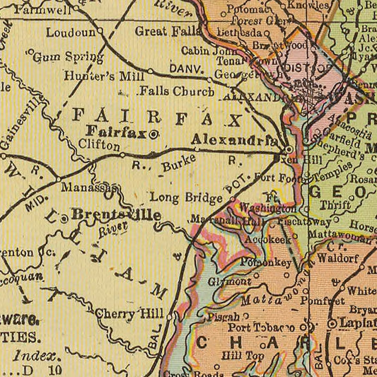 Vintage Map of Maryland and Delaware, 1909