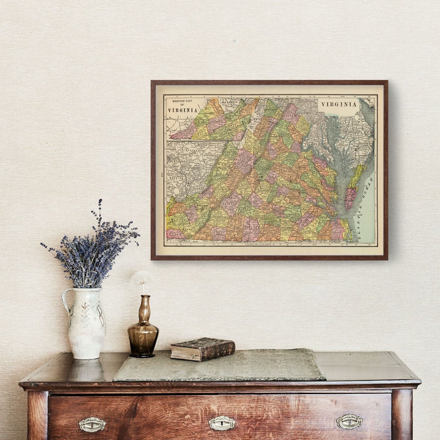 Vintage Map of Virginia, 1909