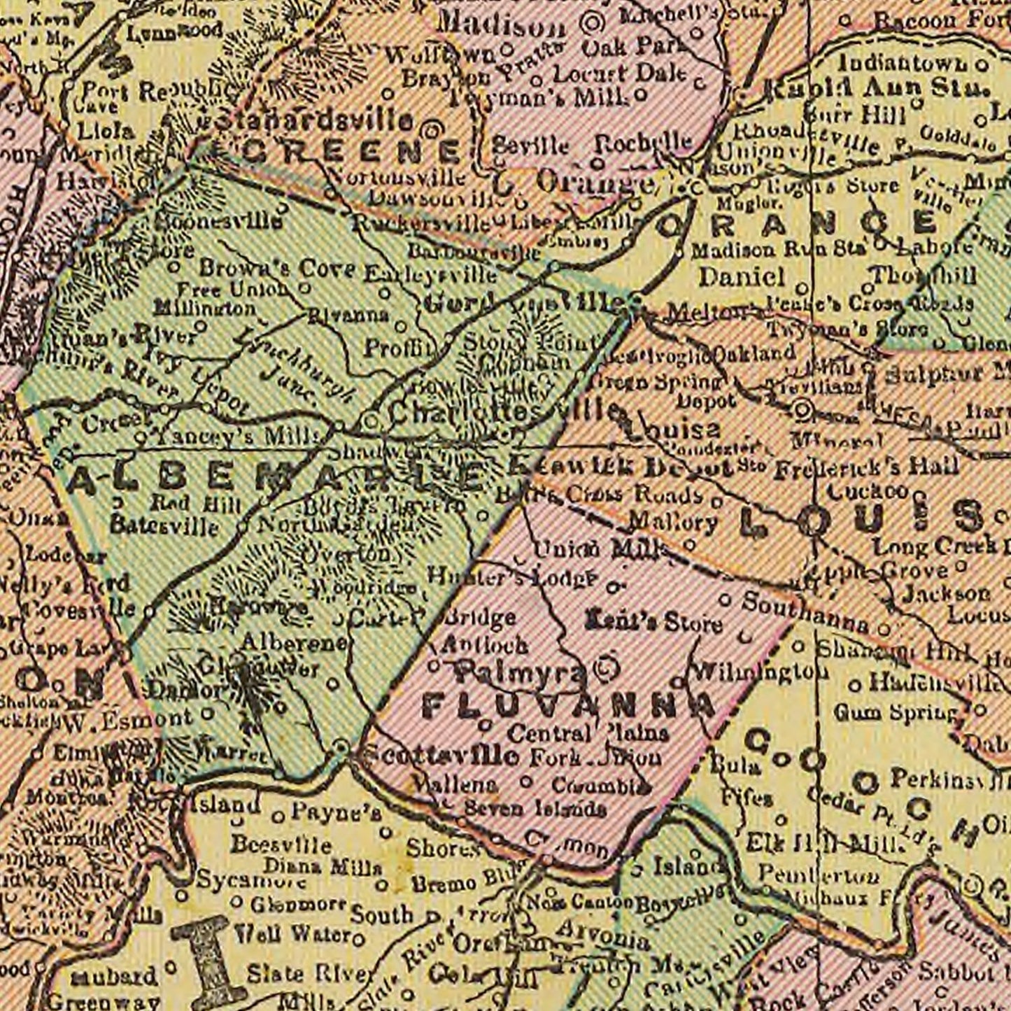 Vintage Map of Virginia, 1909