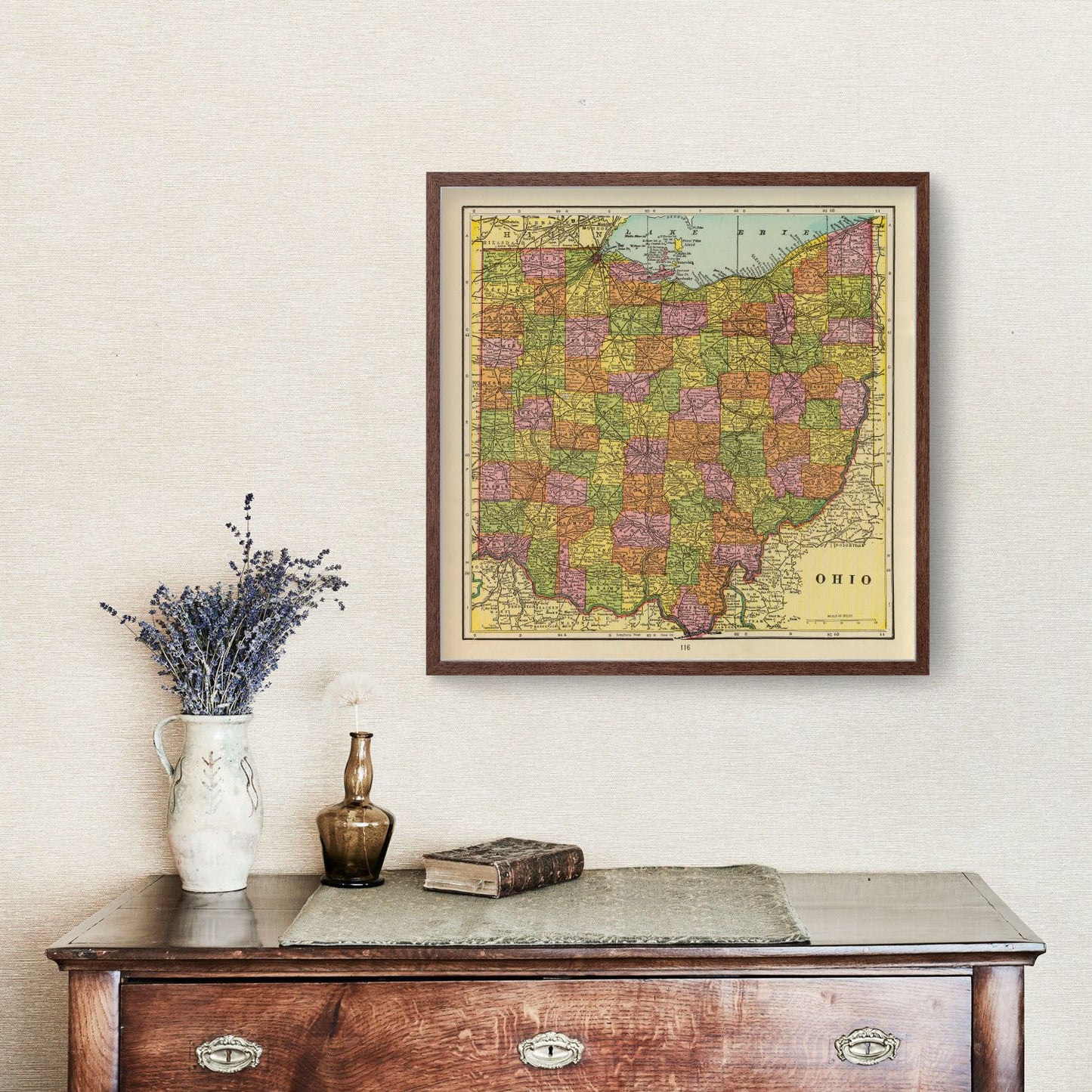 Vintage Map of Ohio, 1909