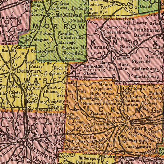 Vintage Map of Ohio, 1909