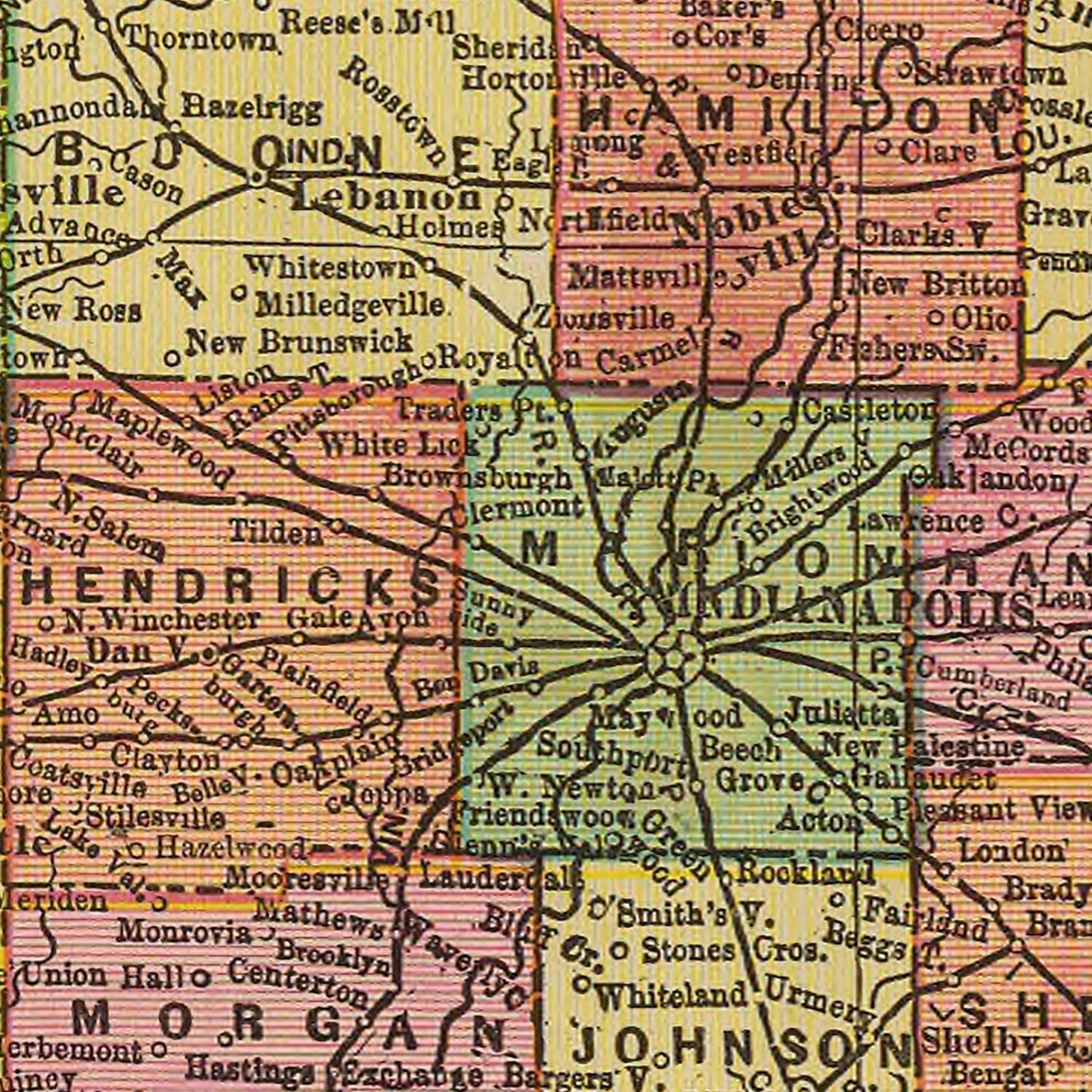 Vintage Map of Indiana, 1909