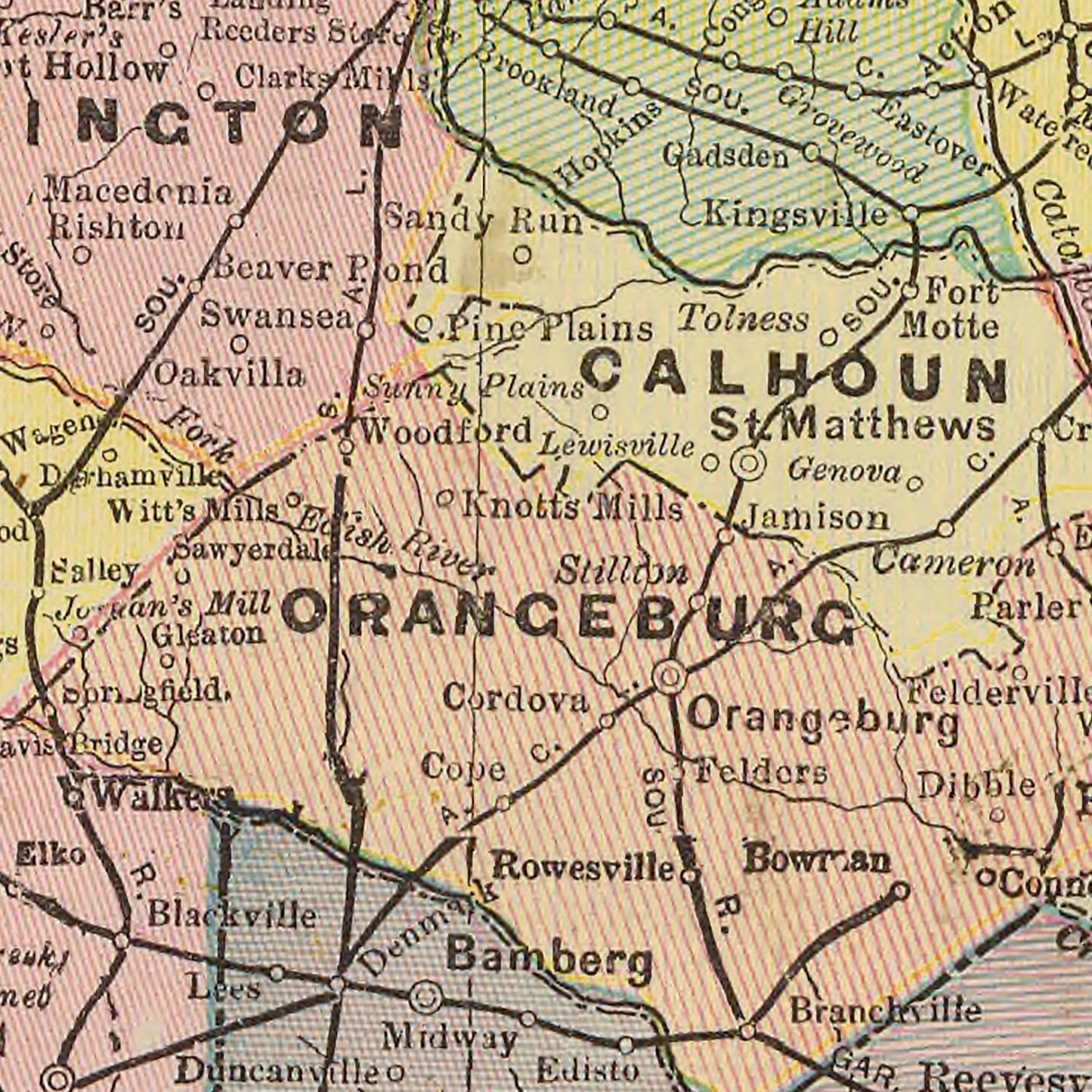 Vintage Map of South Carolina, 1909