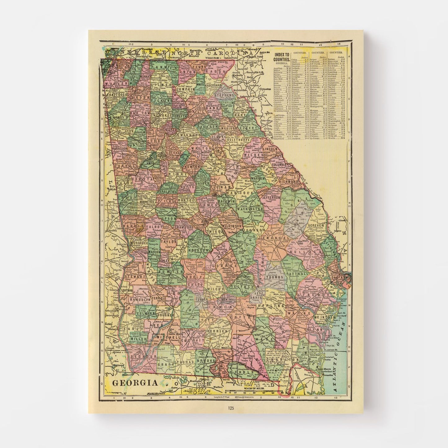 Vintage Map of Georgia, 1909