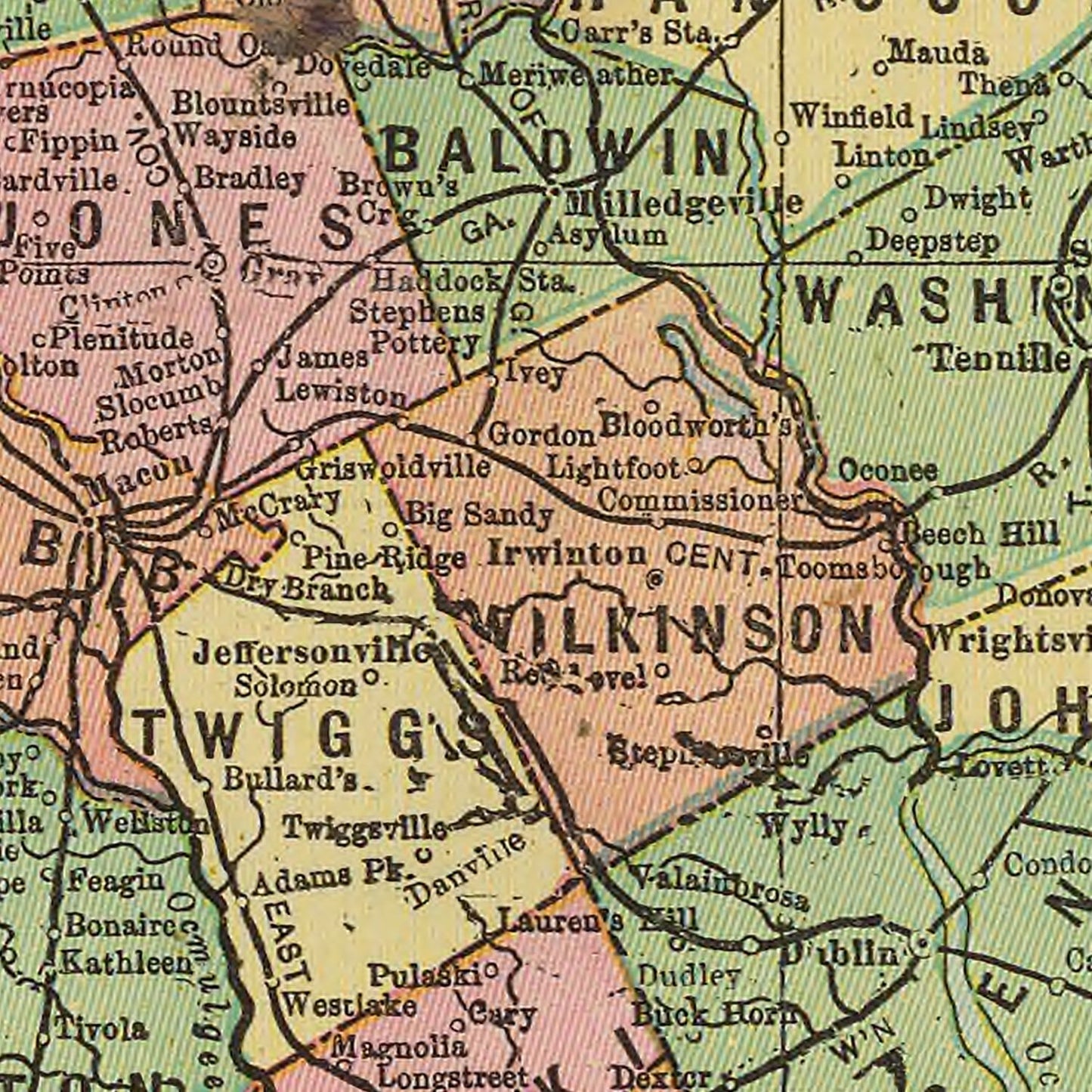 Vintage Map of Georgia, 1909