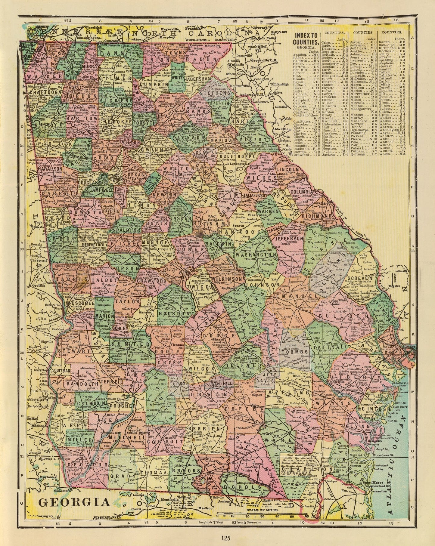 Vintage Map of Georgia, 1909
