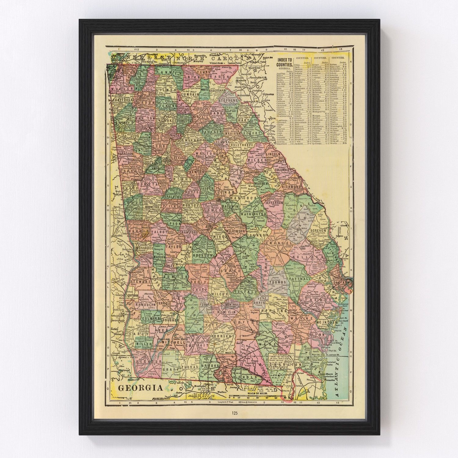 Vintage map of Georgia, 1909