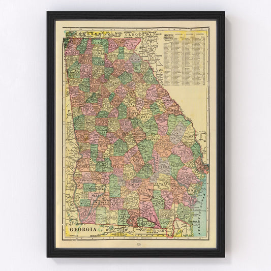 Vintage map of Georgia, 1909