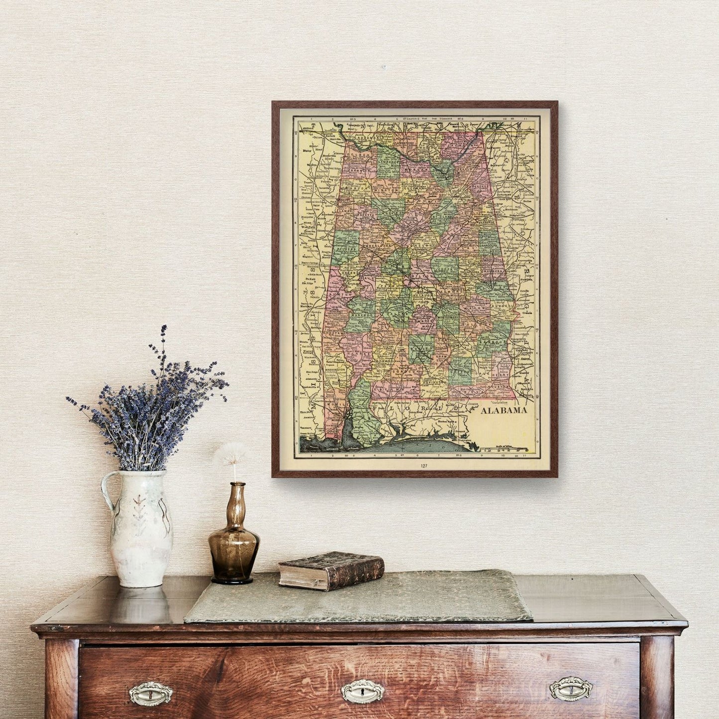 Vintage Map of Alabama, 1909