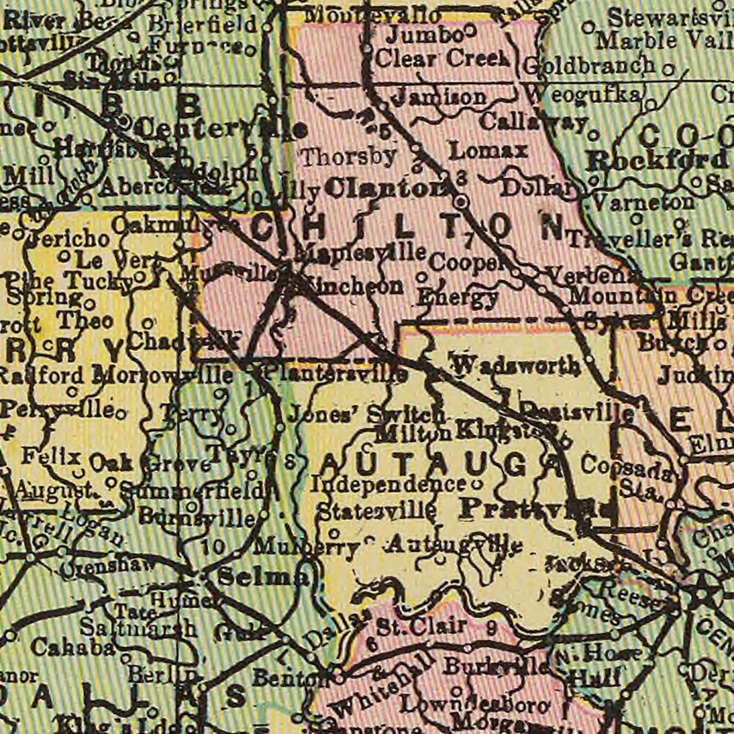 Vintage Map of Alabama, 1909