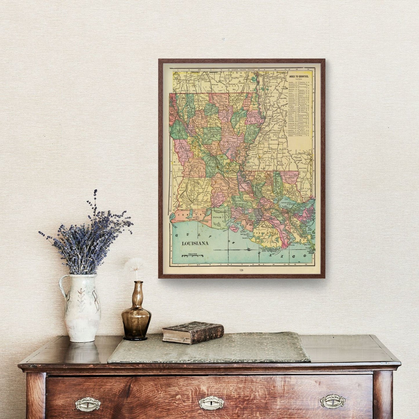 Vintage Map of Louisiana, 1909