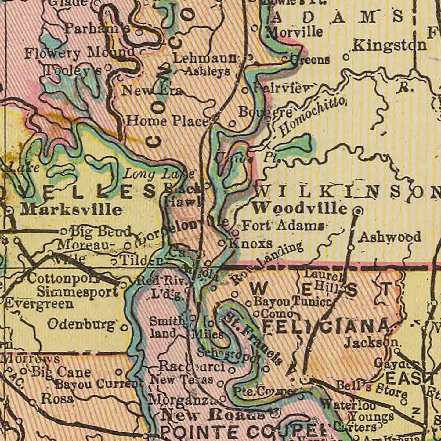 Vintage Map of Louisiana, 1909