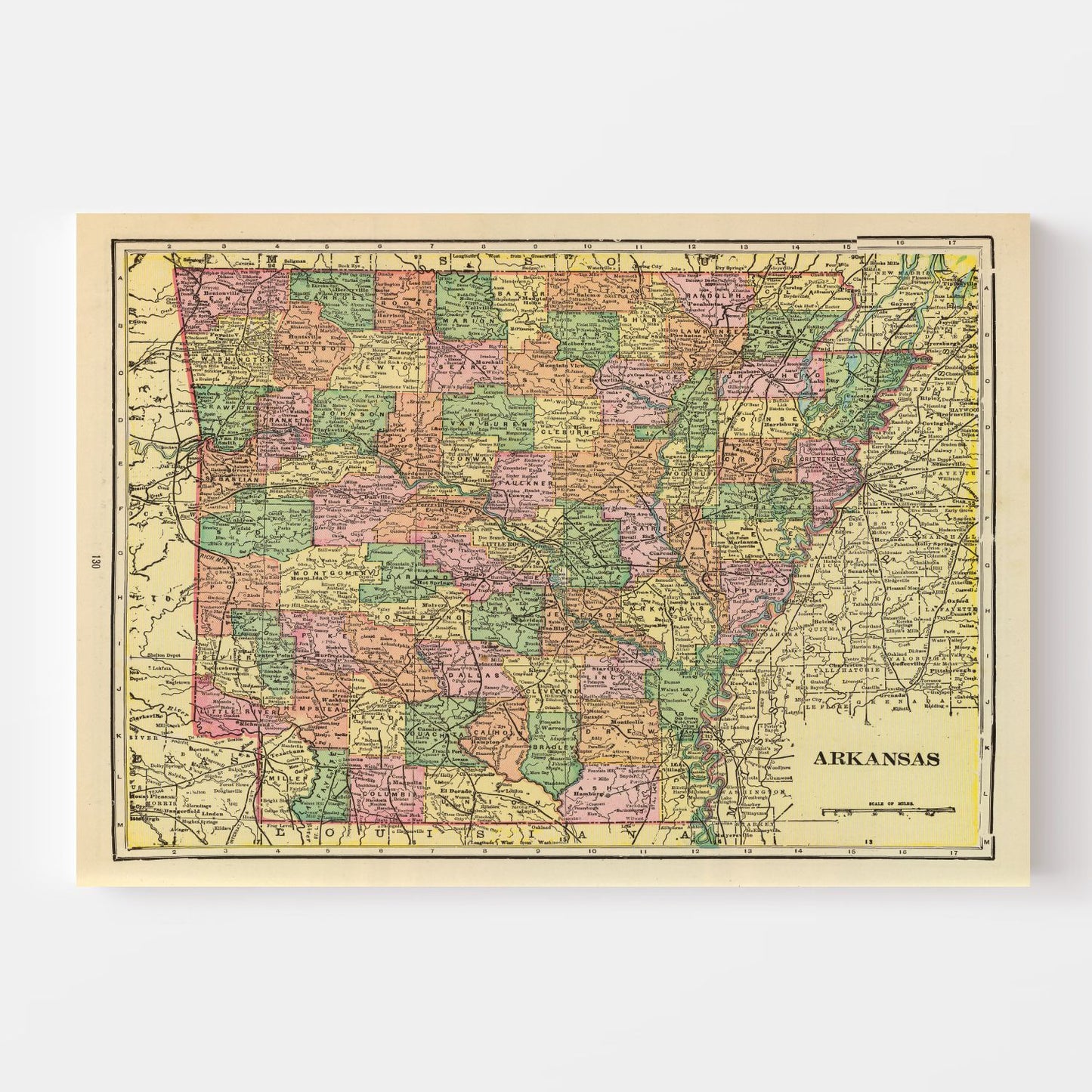 Vintage Map of Arkansas, 1909