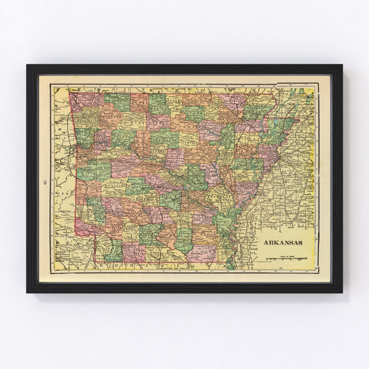 vintage map of Arkansas, 1909, Progressive Era rail expansion