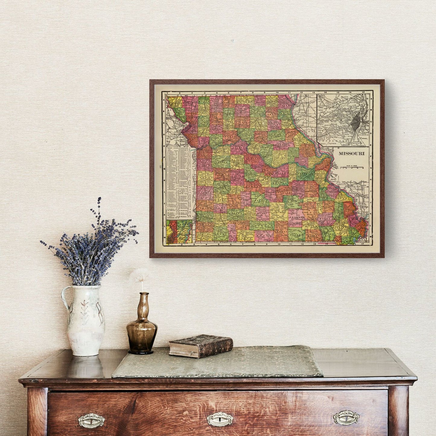Vintage Map of Missouri, 1909