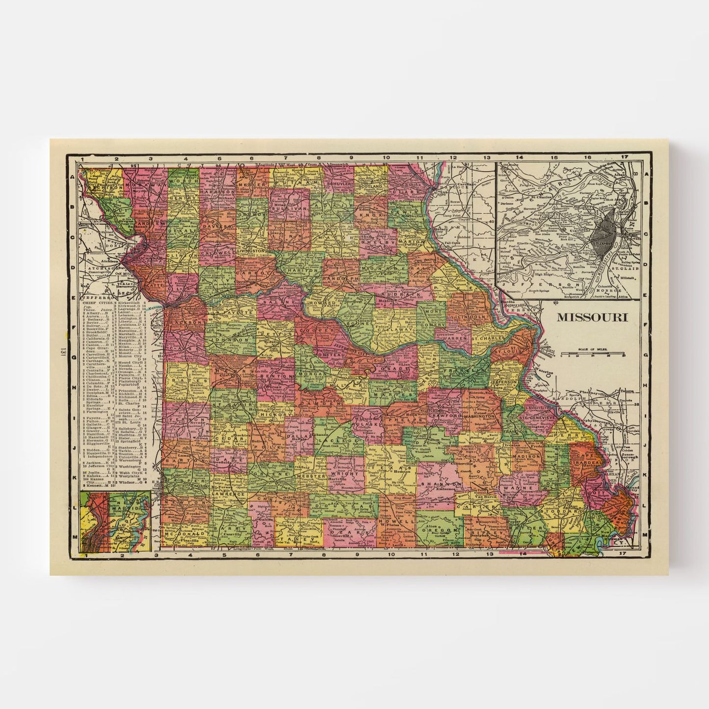 Vintage Map of Missouri, 1909