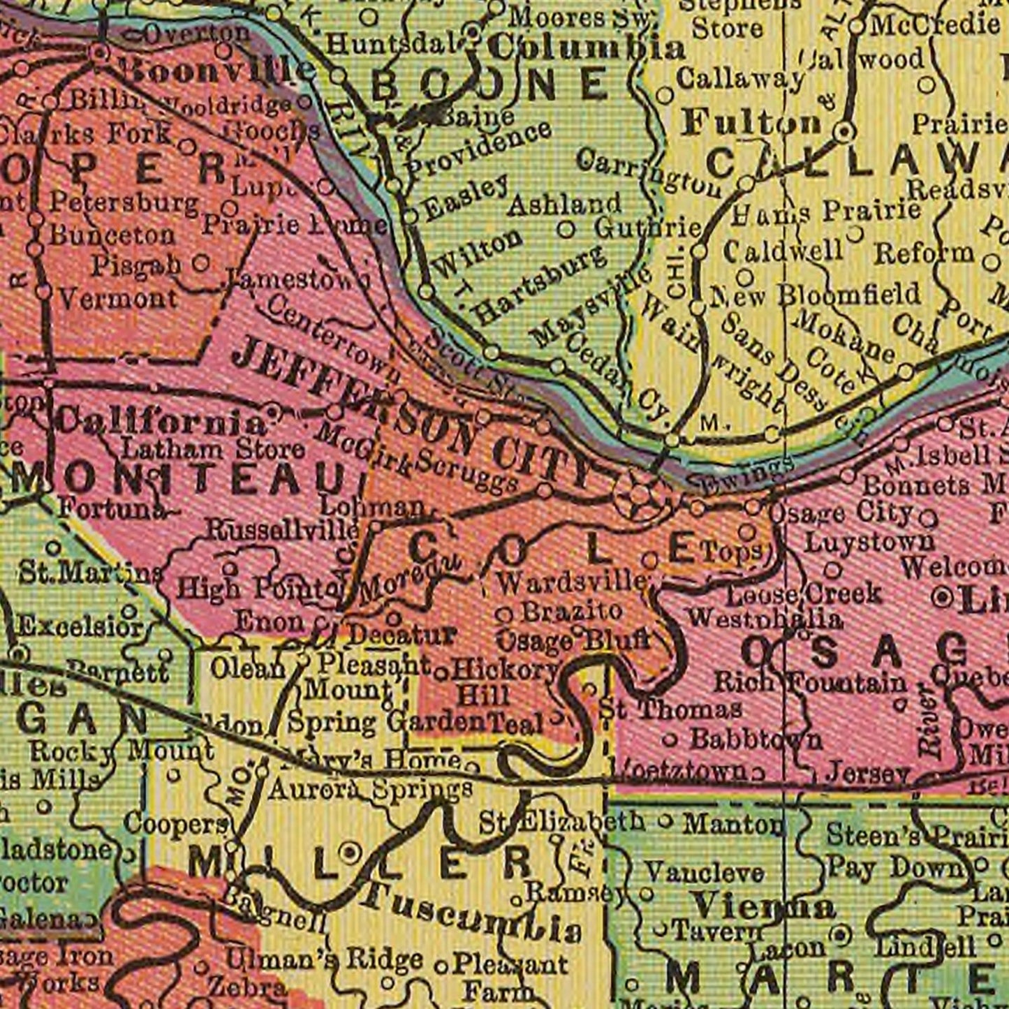 Vintage Map of Missouri, 1909