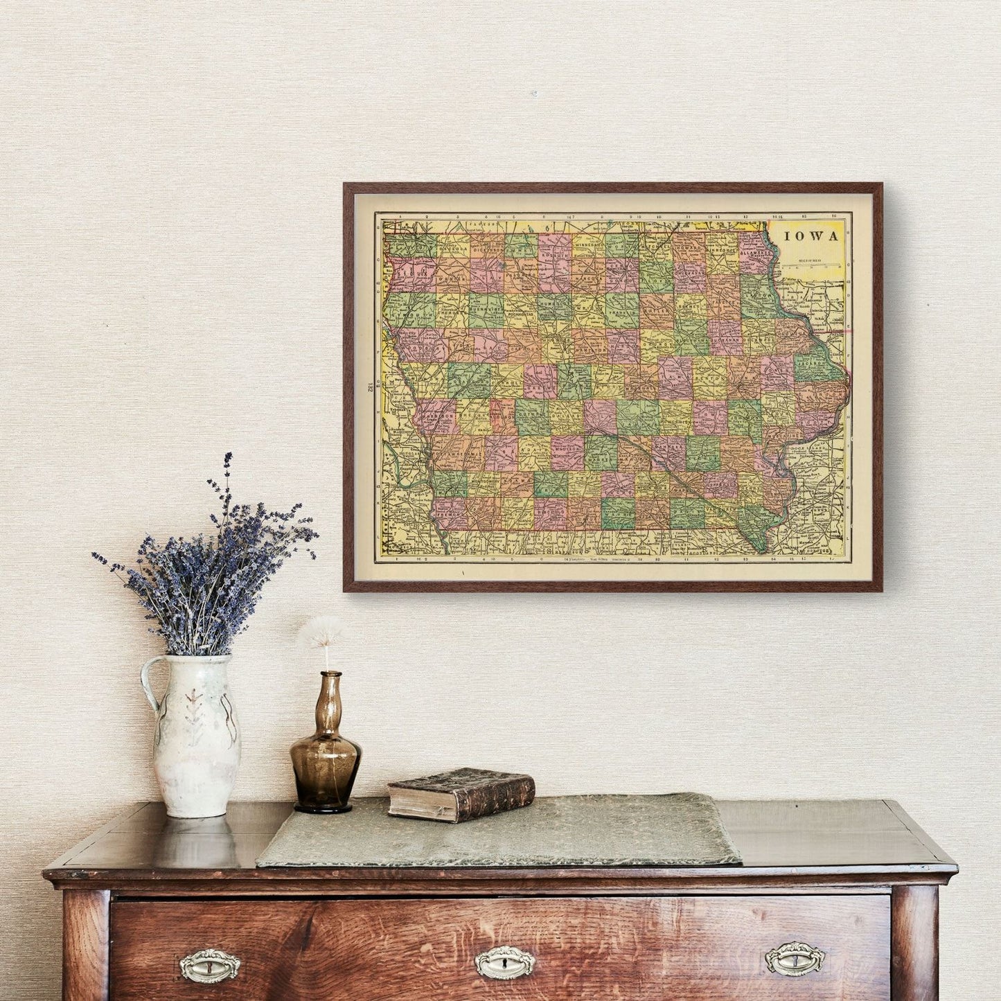 Vintage Map of Iowa, 1909