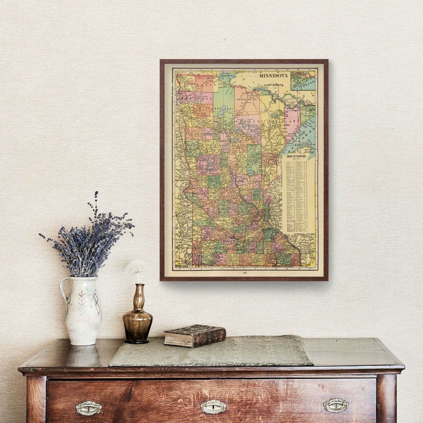 Vintage Map of Minnesota, 1909